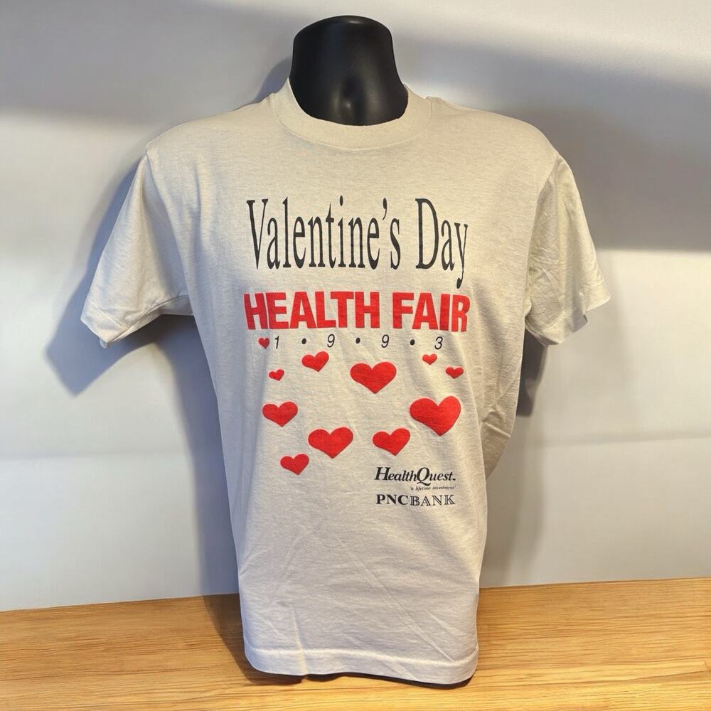 Vintage 1993 Valentines DayPNC Bank Heath Fair T Shirt Sz Lg Screen Stars Best